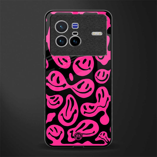 acid smiles black pink glass case for vivo x80 image