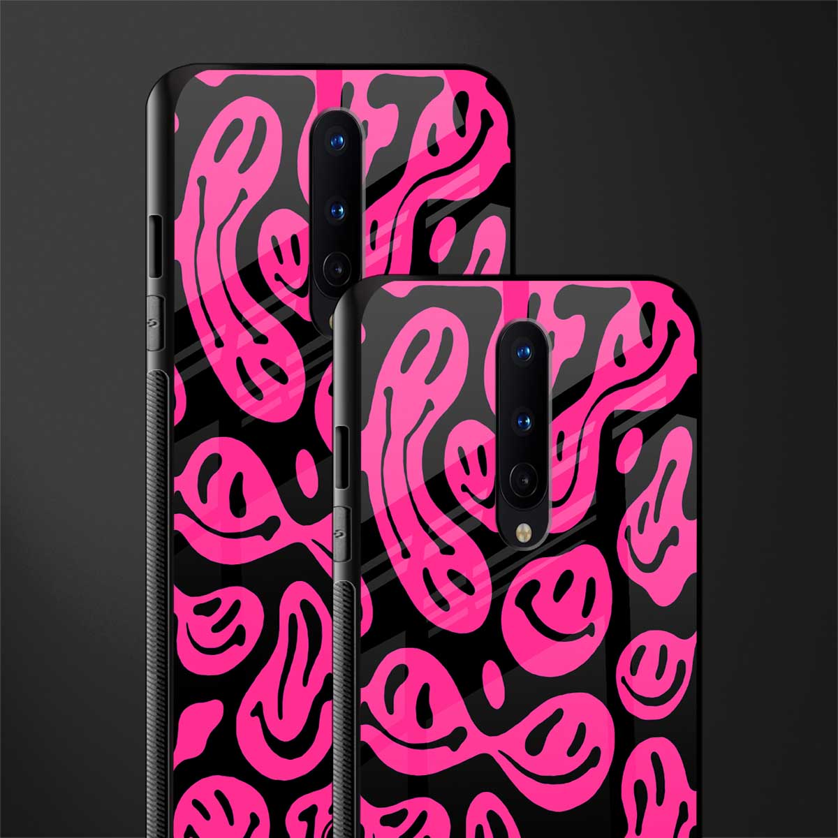 acid smiles black pink glass case for oneplus 8 image-2