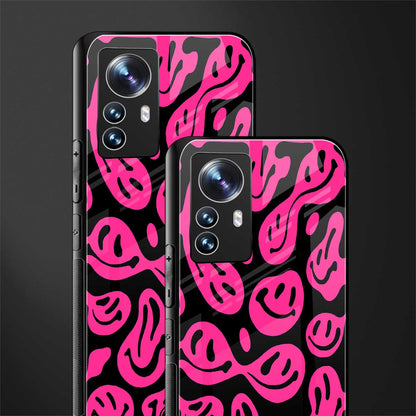 acid smiles black pink back phone cover | glass case for xiaomi 12 pro