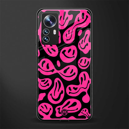 acid smiles black pink back phone cover | glass case for xiaomi 12 pro