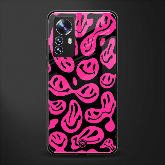 acid smiles black pink back phone cover | glass case for xiaomi 12 pro