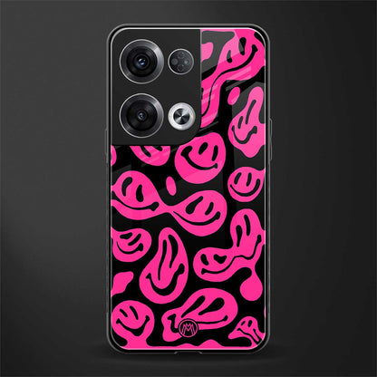 acid smiles black pink back phone cover | glass case for oppo reno 8