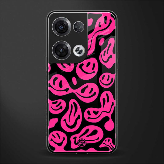 acid smiles black pink back phone cover | glass case for oppo reno 8 pro