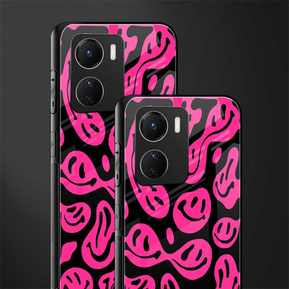 acid smiles black pink back phone cover | glass case for vivo y16