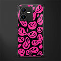 acid smiles black pink back phone cover | glass case for vivo y22
