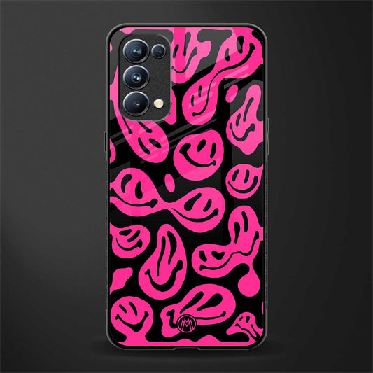 acid smiles black pink back phone cover | glass case for oppo reno 5