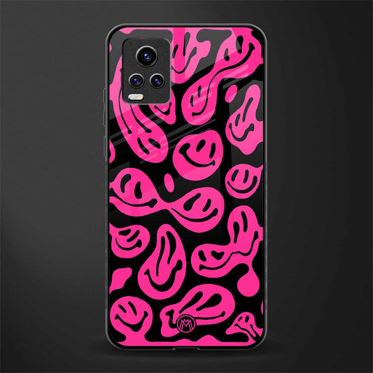 acid smiles black pink back phone cover | glass case for vivo v21e 4g