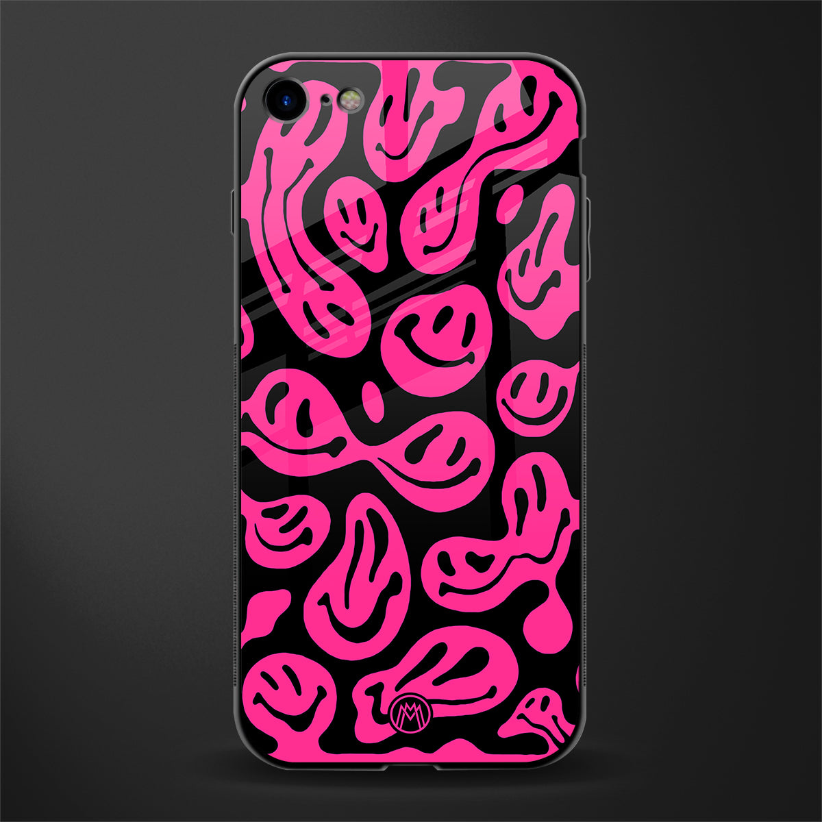 acid smiles black pink glass case for iphone se 2020 image