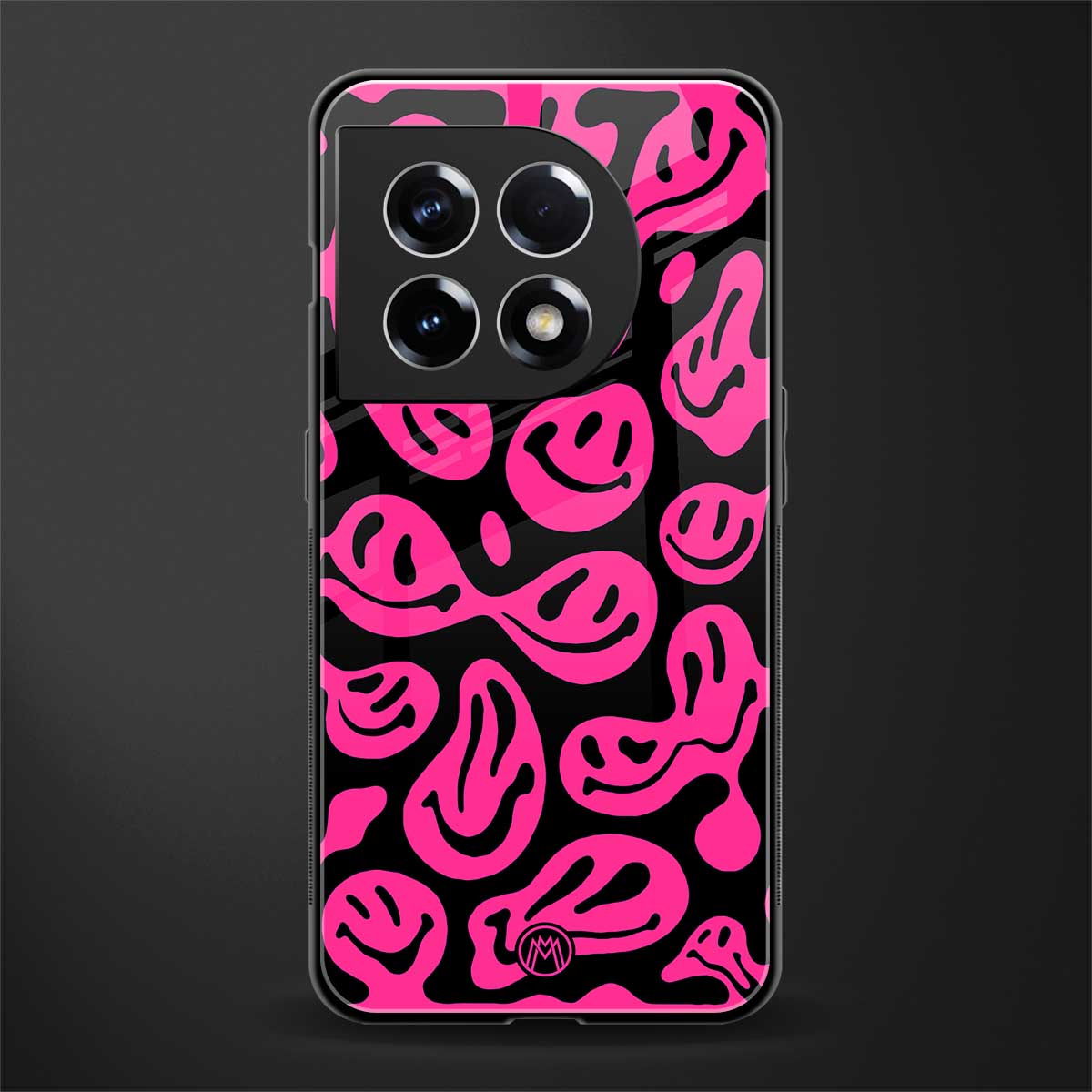 acid smiles black pink back phone cover | glass case for oneplus 11