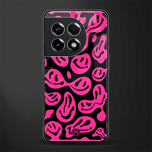acid smiles black pink back phone cover | glass case for oneplus 11r