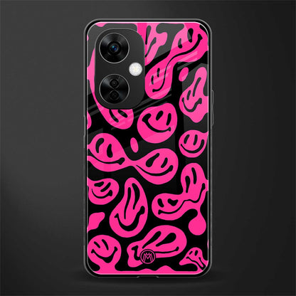 acid smiles black pink back phone cover | glass case for oneplus nord ce 3 lite