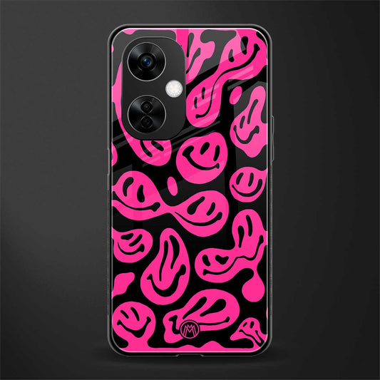 acid smiles black pink back phone cover | glass case for oneplus nord ce 3 lite