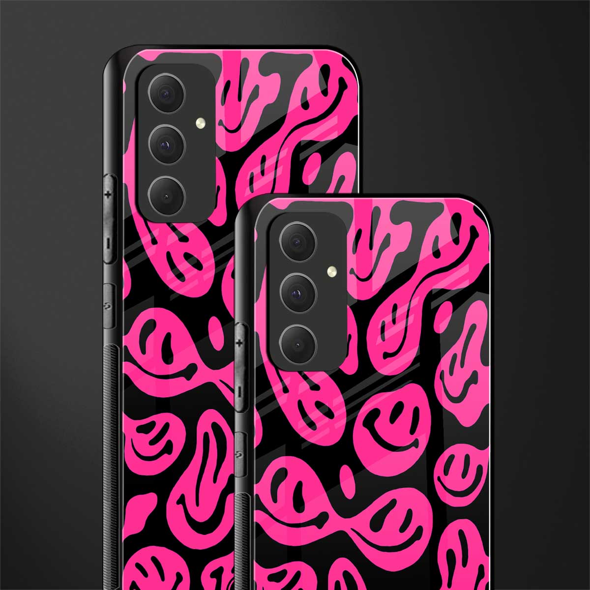 acid smiles black pink back phone cover | glass case for samsung galaxy a54 5g