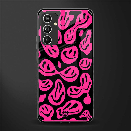 acid smiles black pink back phone cover | glass case for samsung galaxy a54 5g