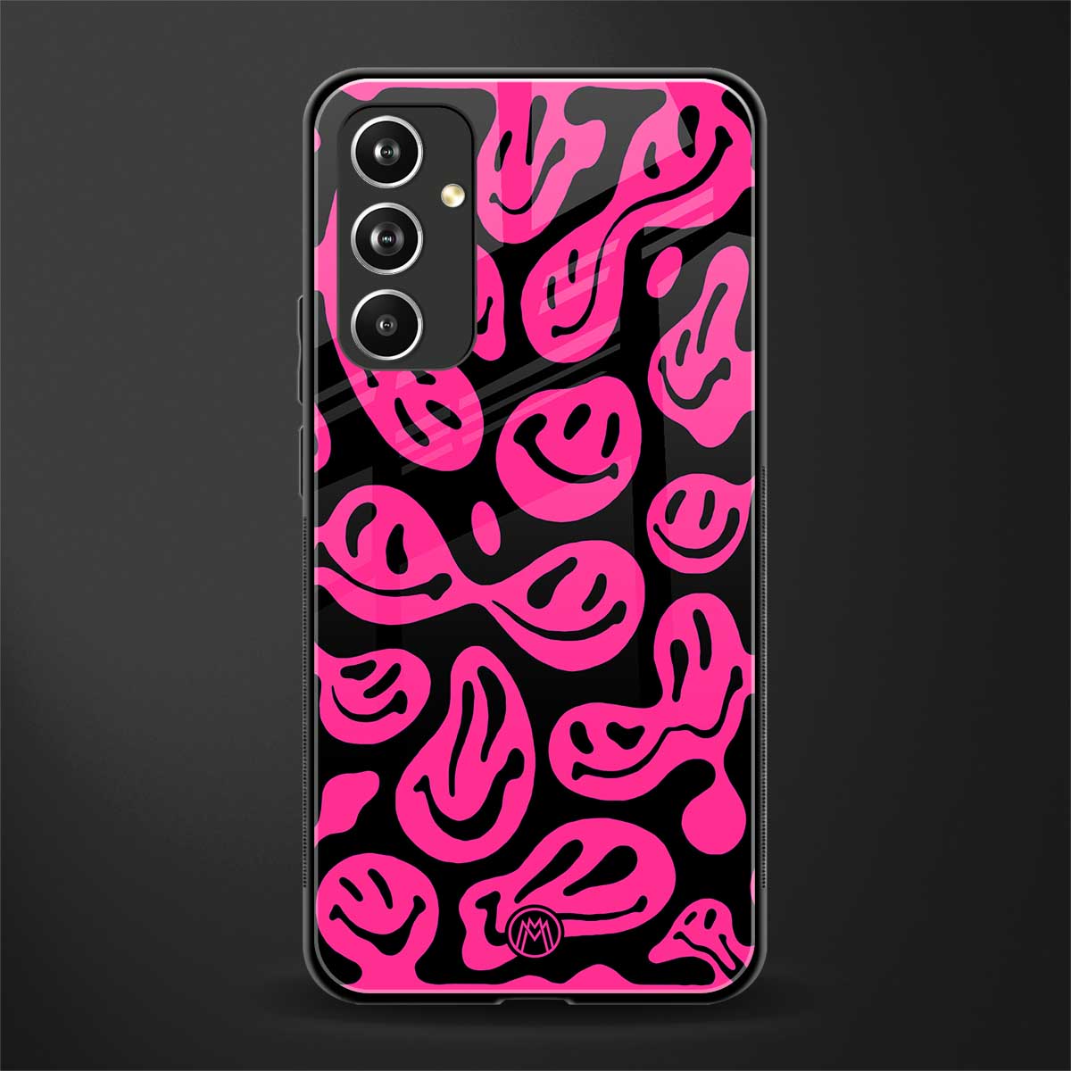 acid smiles black pink back phone cover | glass case for samsung galaxy a54 5g