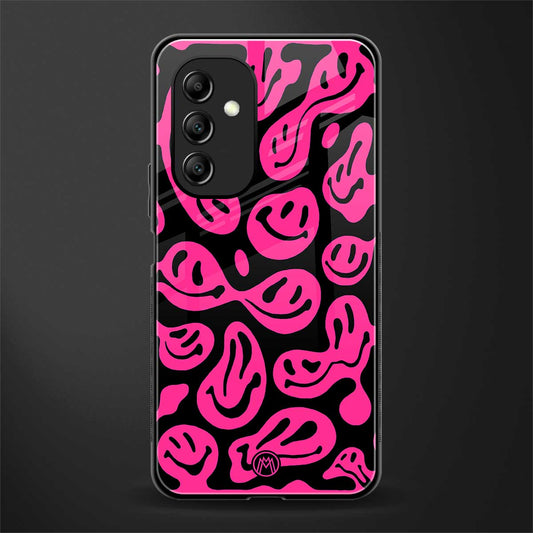 acid smiles black pink back phone cover | glass case for samsung galaxy a14 5g