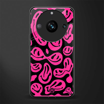 acid smiles black pink back phone cover | glass case for realme 11 pro 5g