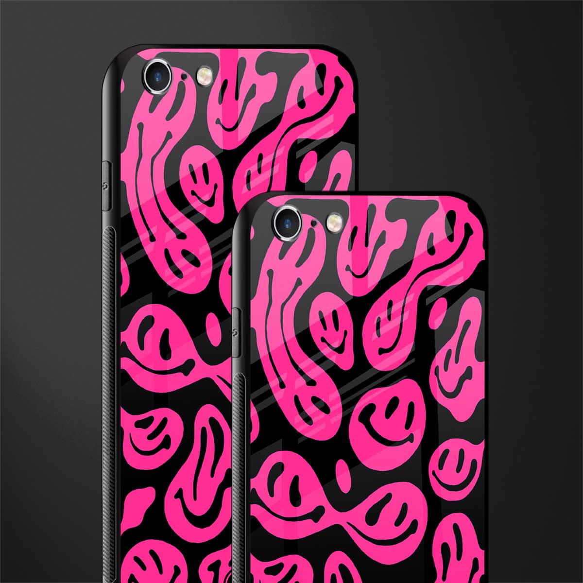 acid smiles black pink glass case for iphone 6 plus image-2