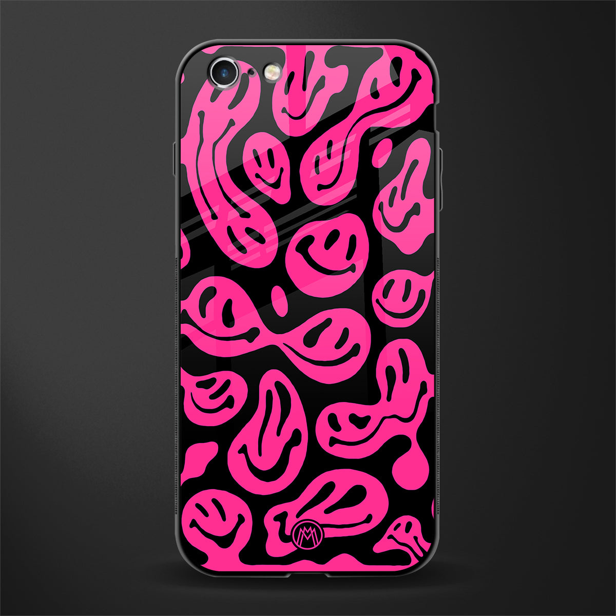 acid smiles black pink glass case for iphone 6 plus image