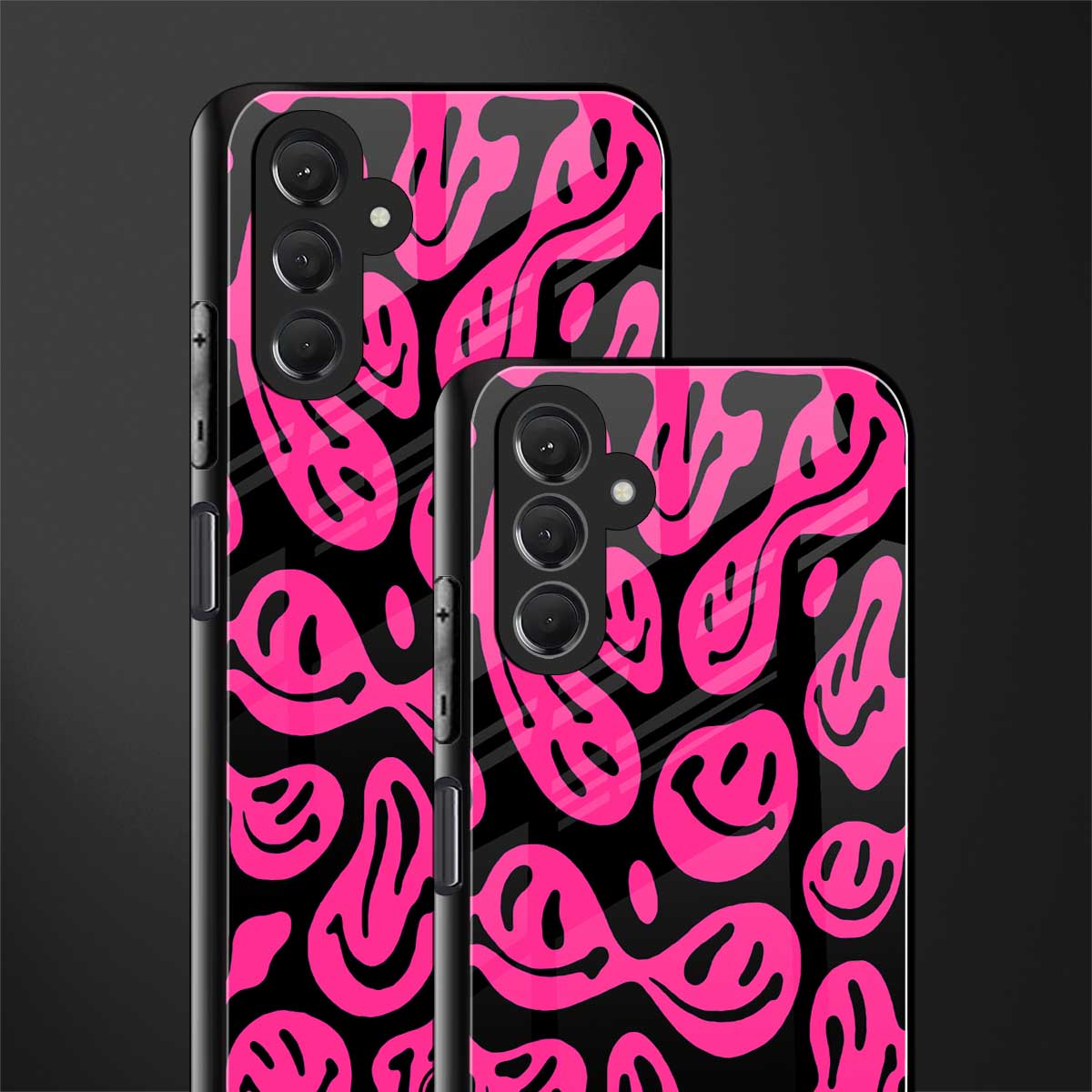 acid smiles black pink back phone cover | glass case for samsun galaxy a24 4g