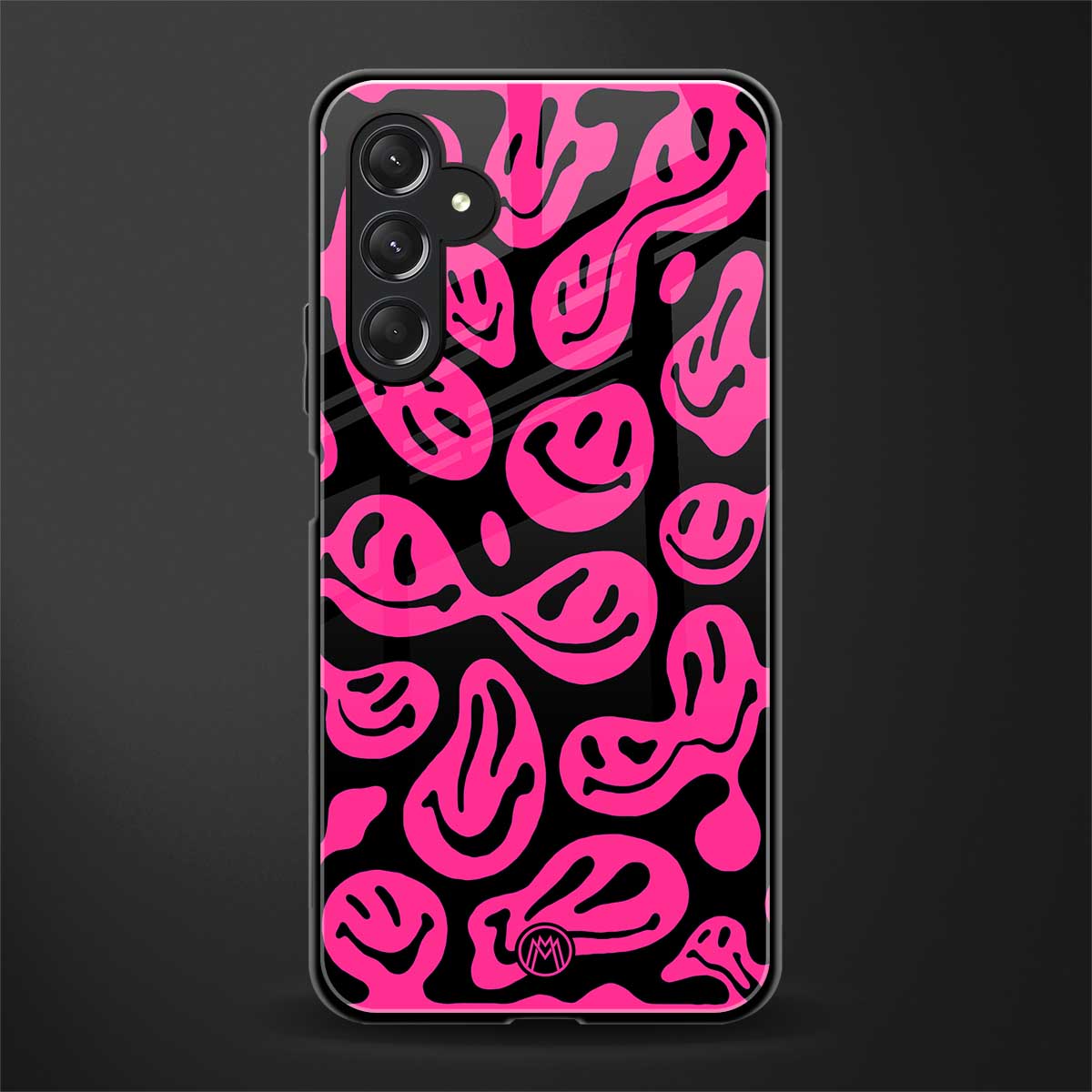 acid smiles black pink back phone cover | glass case for samsun galaxy a24 4g