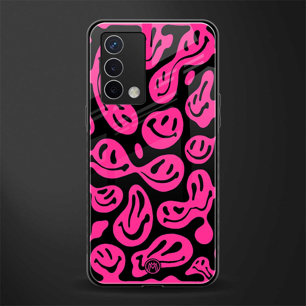 acid smiles black pink back phone cover | glass case for oppo a74 4g