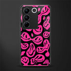 acid smiles black pink back phone cover | glass case for vivo v27 pro 5g