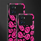 acid smiles black pink back phone cover | glass case for iQOO 9 Pro