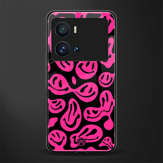acid smiles black pink back phone cover | glass case for iQOO 9 Pro