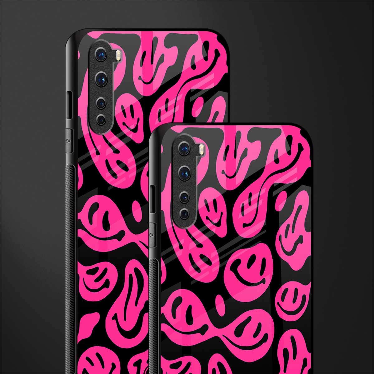 acid smiles black pink glass case for oneplus nord ac2001 image-2
