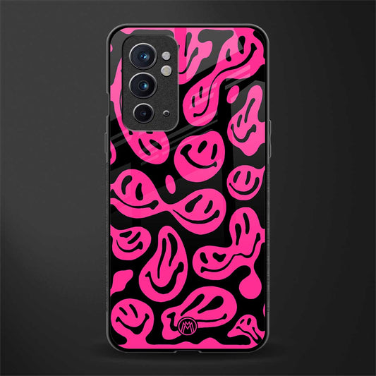 acid smiles black pink glass case for oneplus 9rt image