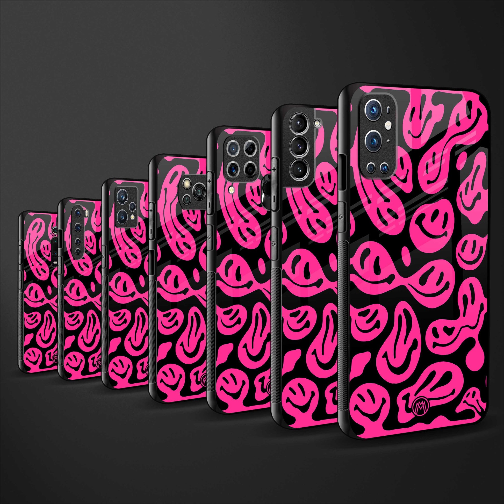 acid smiles black pink glass case for realme 5i image-3