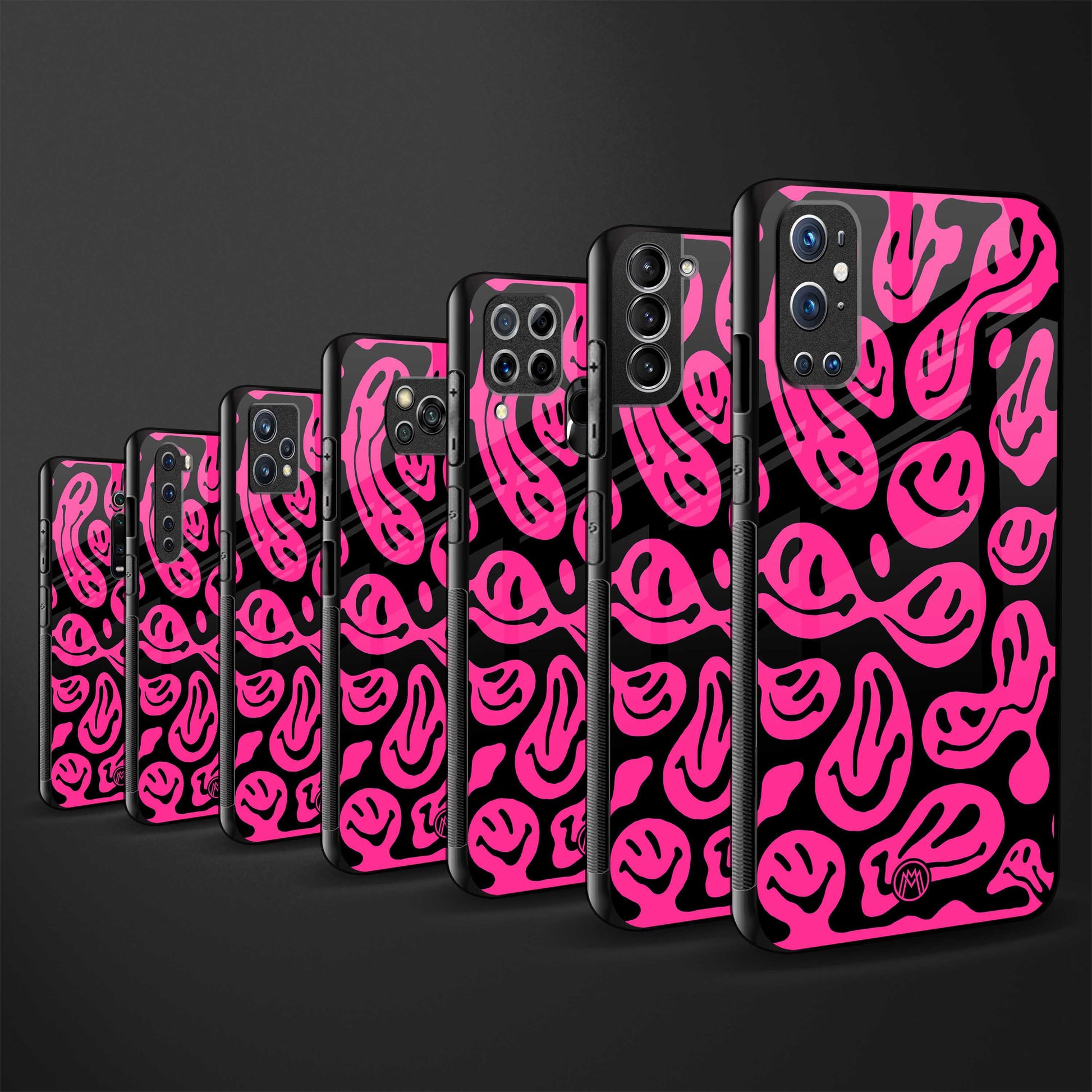 acid smiles black pink glass case for iphone 12 image-3