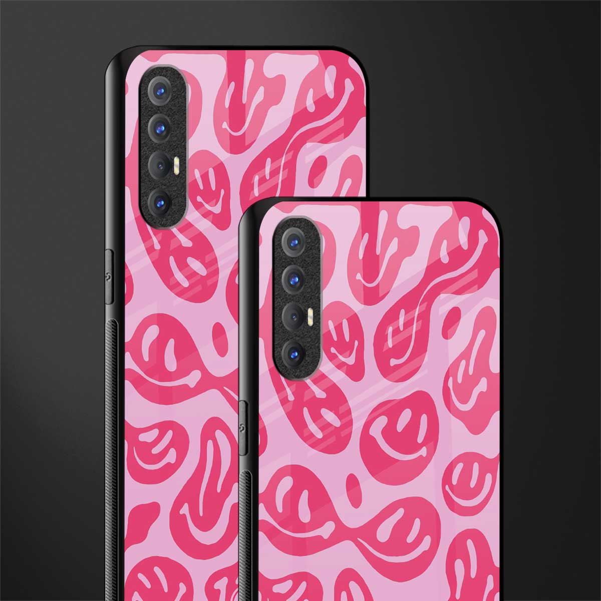 acid smiles bubblegum pink edition glass case for oppo reno 3 pro image-2