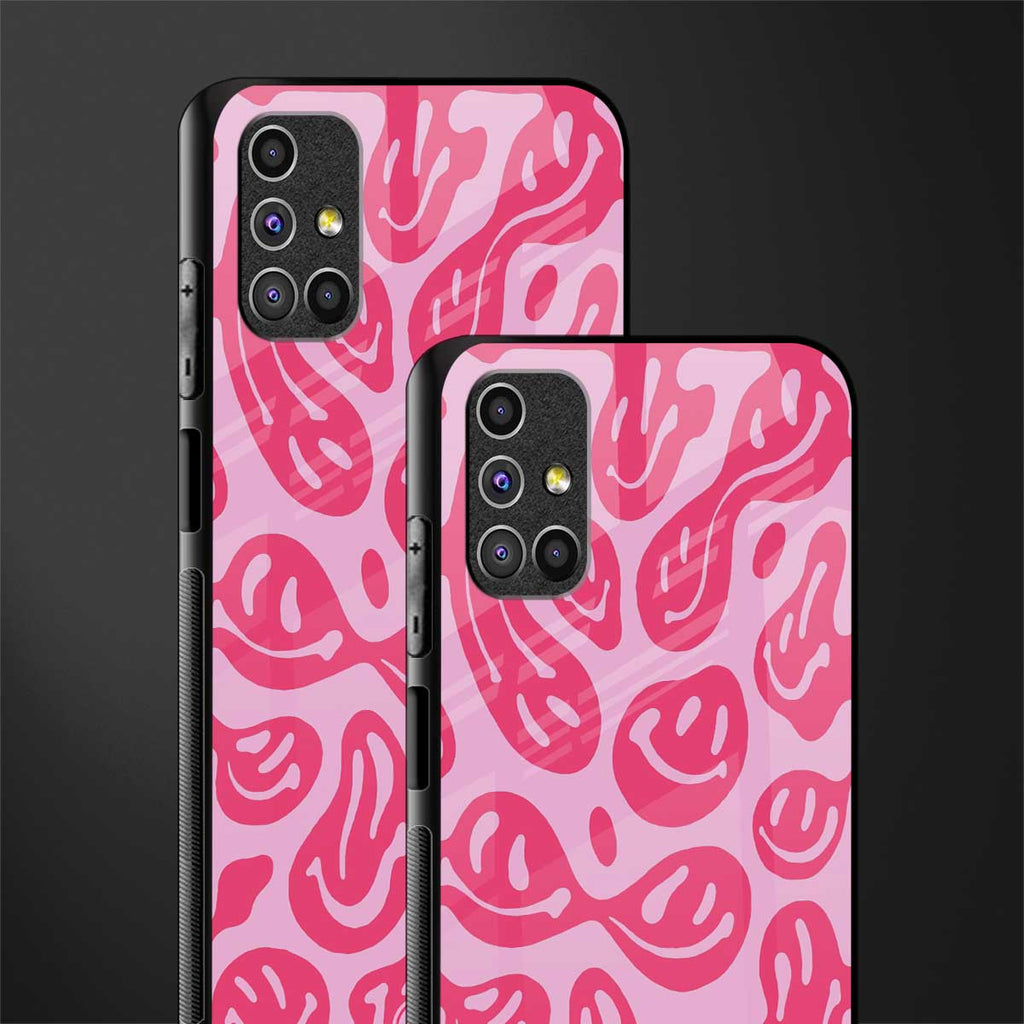 acid smiles bubblegum pink edition glass case for samsung galaxy m51 image-2