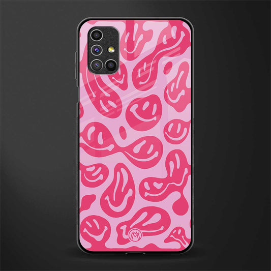 acid smiles bubblegum pink edition glass case for samsung galaxy m51 image