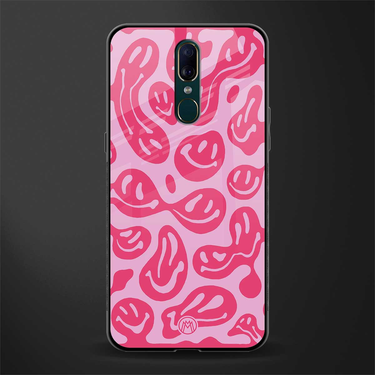 acid smiles bubblegum pink edition glass case for oppo a9 image