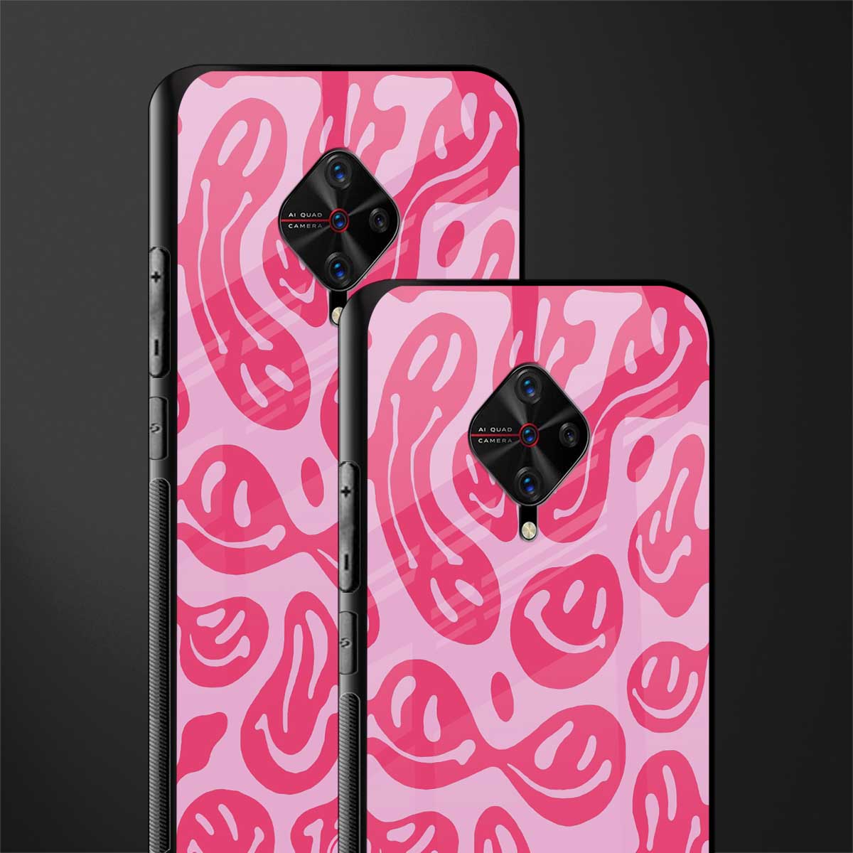 acid smiles bubblegum pink edition glass case for vivo s1 pro image-2
