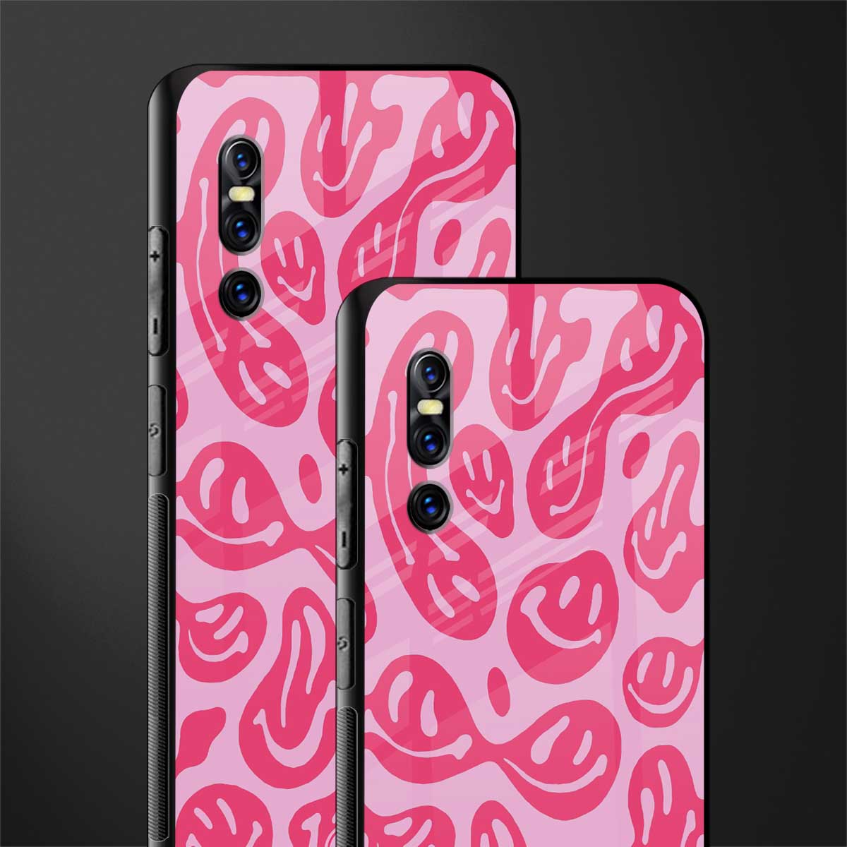 acid smiles bubblegum pink edition glass case for vivo v15 pro image-2