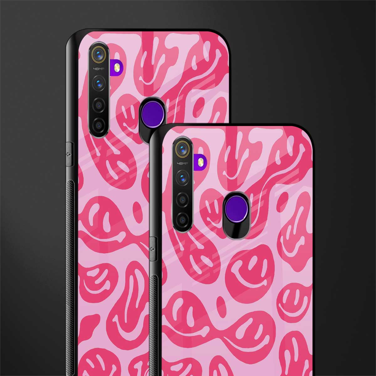 acid smiles bubblegum pink edition glass case for realme 5 pro image-2