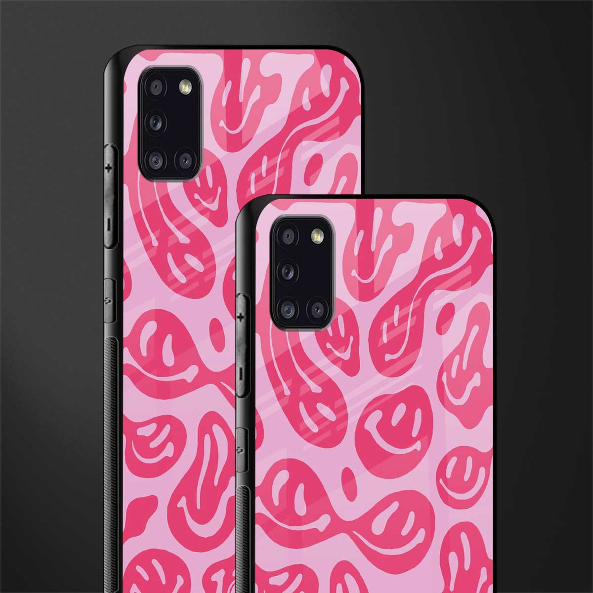 acid smiles bubblegum pink edition glass case for samsung galaxy a31 image-2