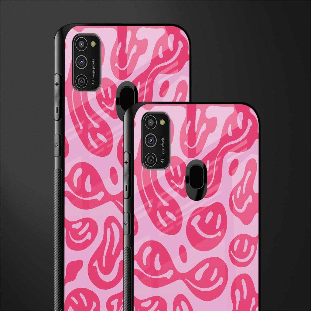 acid smiles bubblegum pink edition glass case for samsung galaxy m21 image-2