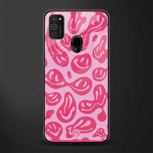 acid smiles bubblegum pink edition glass case for samsung galaxy m30s image