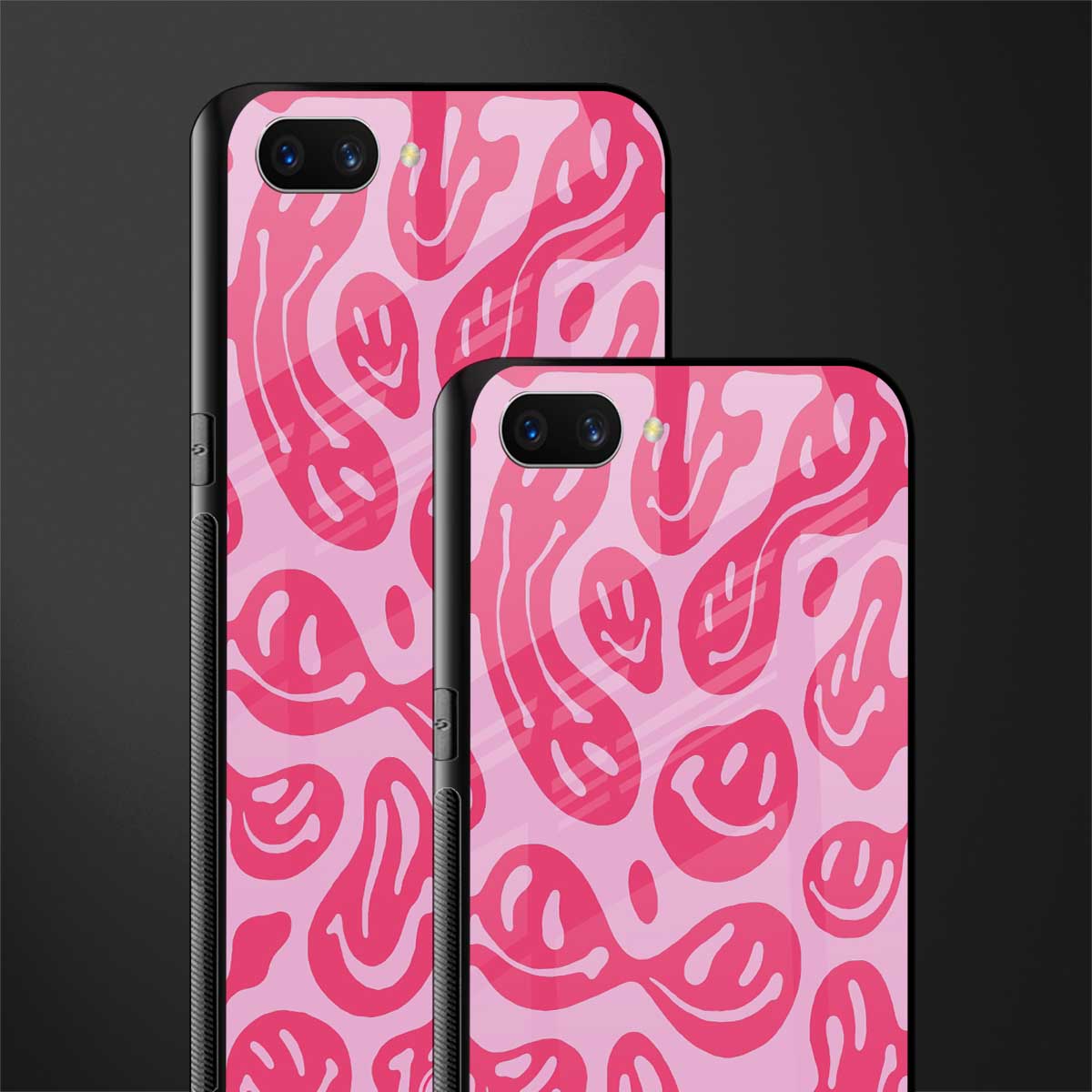 acid smiles bubblegum pink edition glass case for oppo a3s image-2