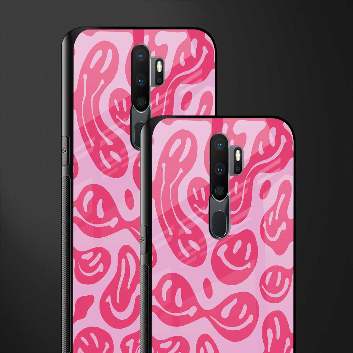 acid smiles bubblegum pink edition glass case for oppo a9 2020 image-2