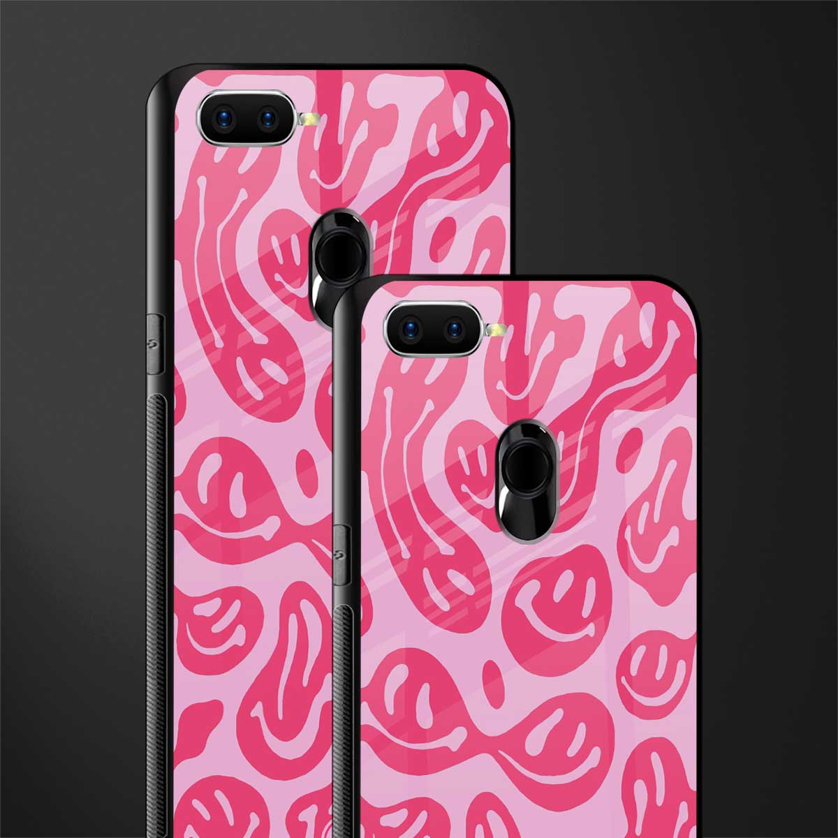 acid smiles bubblegum pink edition glass case for oppo a7 image-2