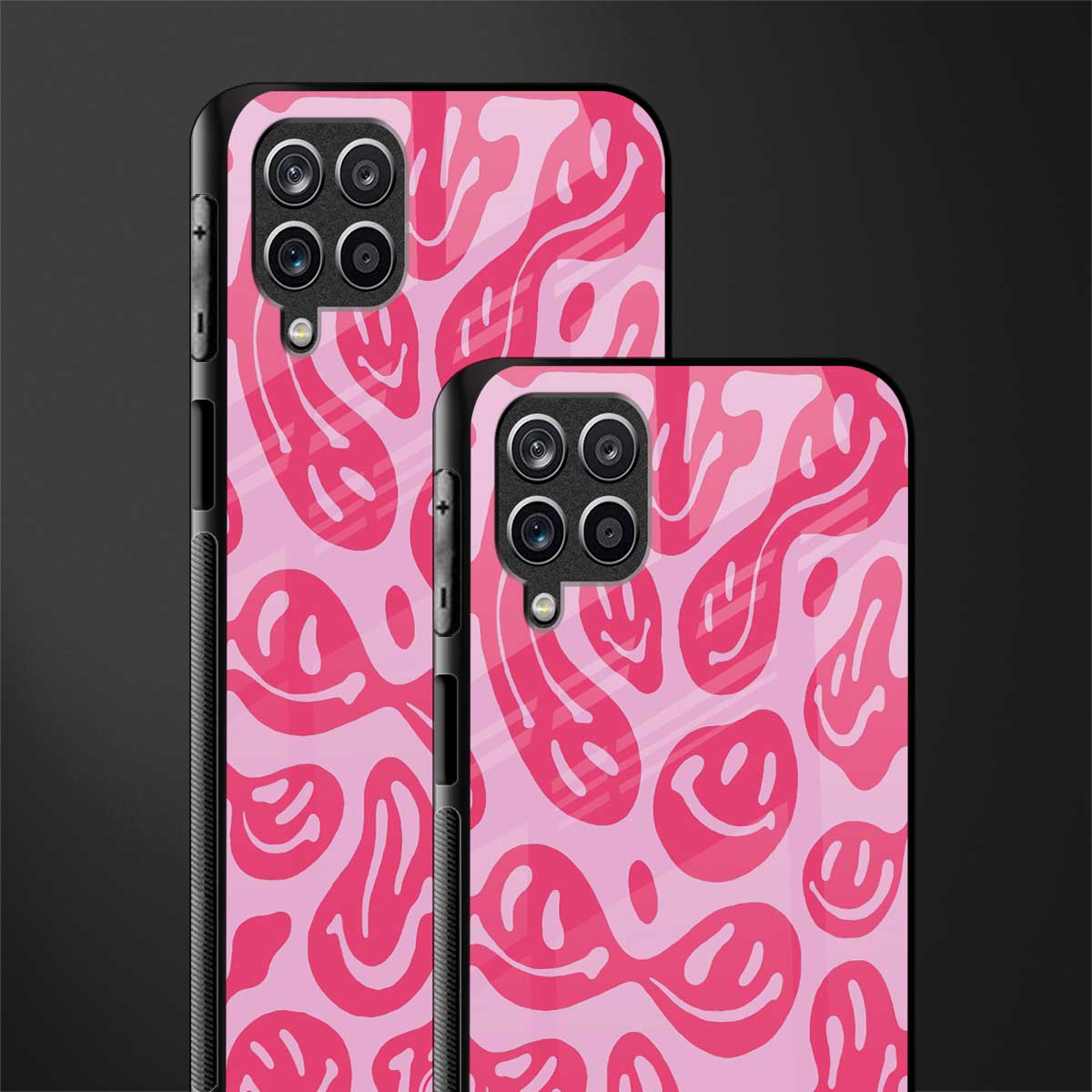 acid smiles bubblegum pink edition back phone cover | glass case for samsung galaxy a22 4g