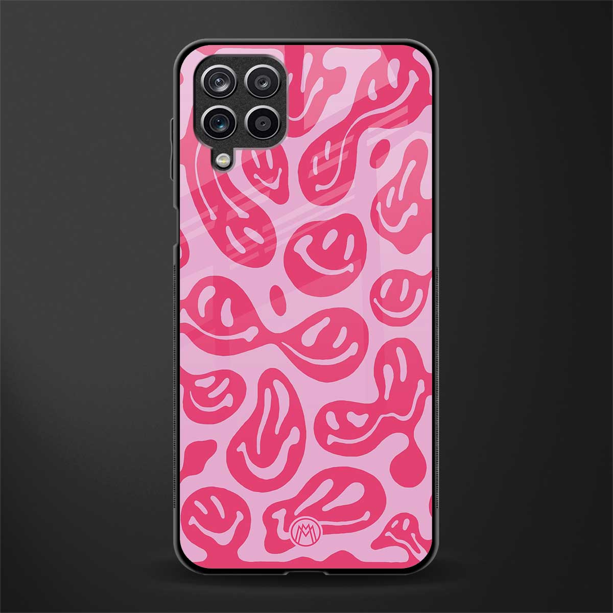 acid smiles bubblegum pink edition back phone cover | glass case for samsung galaxy a22 4g