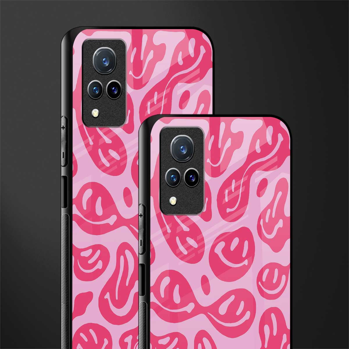 acid smiles bubblegum pink edition glass case for vivo v21 5g image-2