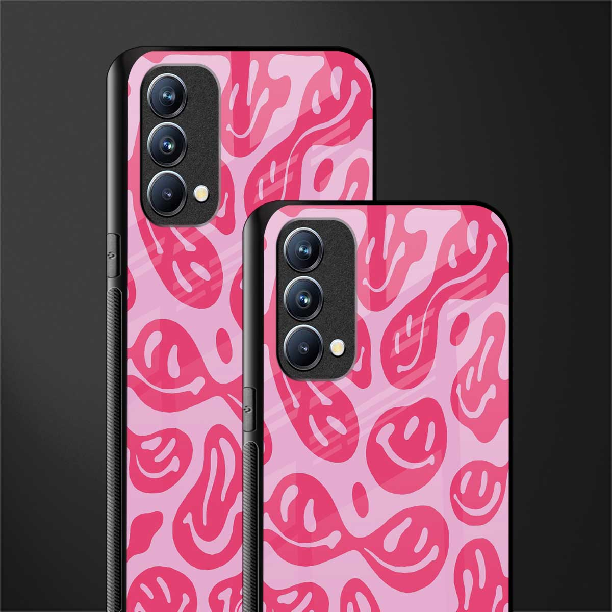 acid smiles bubblegum pink edition glass case for oppo f19 image-2